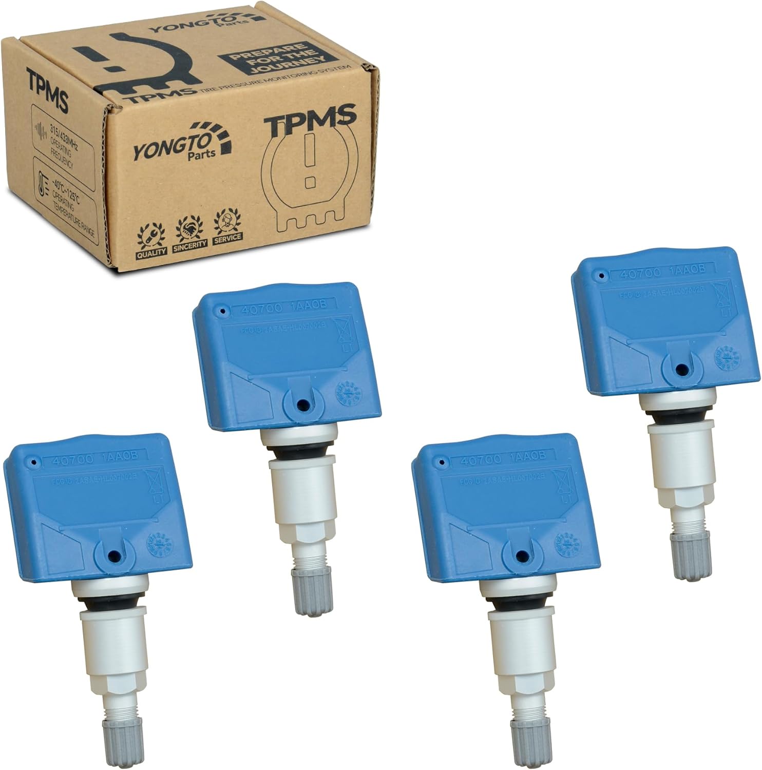 TPMS Sensor 40700-1AA0B Compatible with Infiniti FX35 FX45, Nissan Frontier GT-R Maxima Murano, 315 Mhz Tire Pressure Sensors 4PCS Replaces OE 40700-JA01B