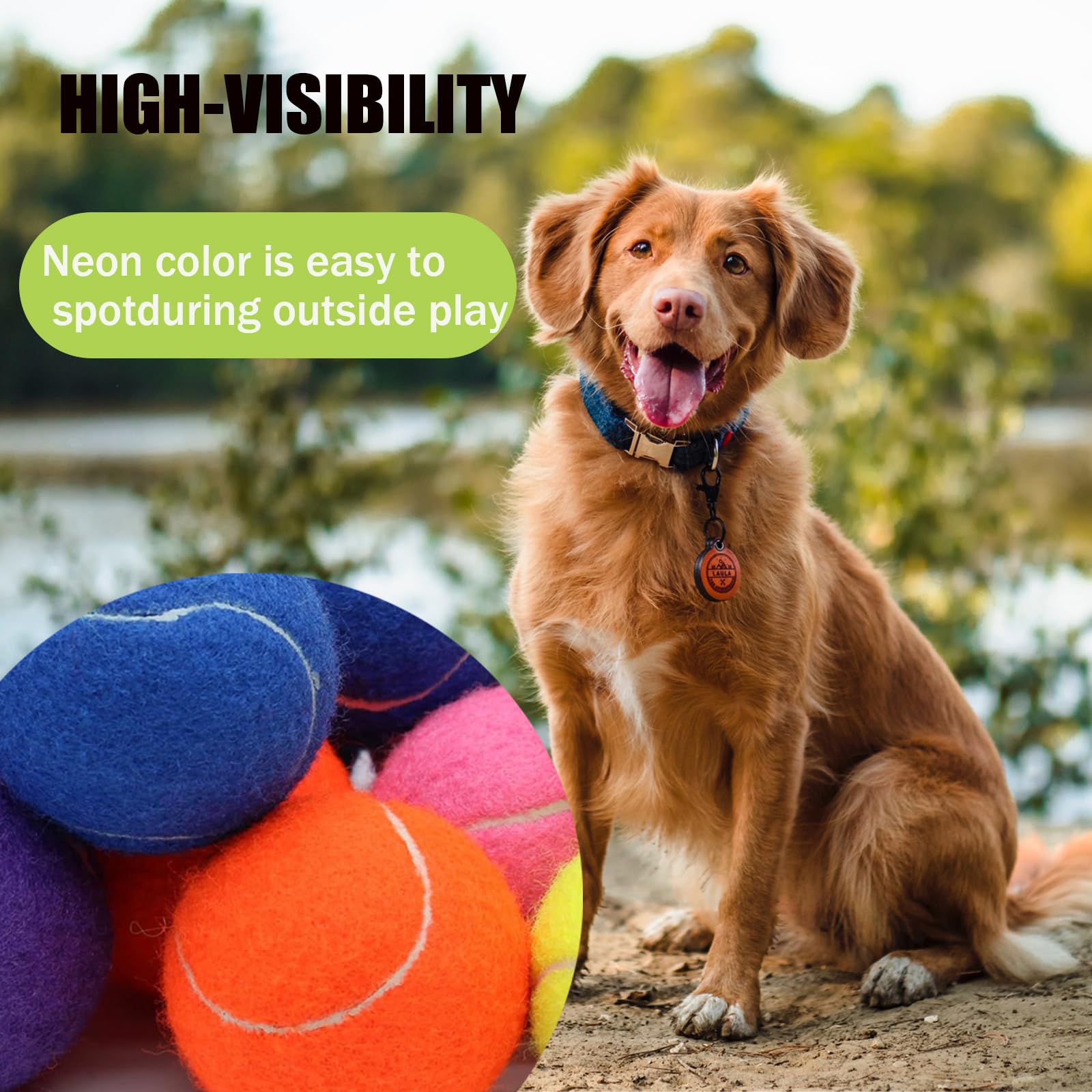 Palline Da Tennis Giganti Per Cani – Confezione Da 4 Da 10,2 Cm | Gomma Naturale E Feltro, Colori Fluorescenti, Con Sacco Rete