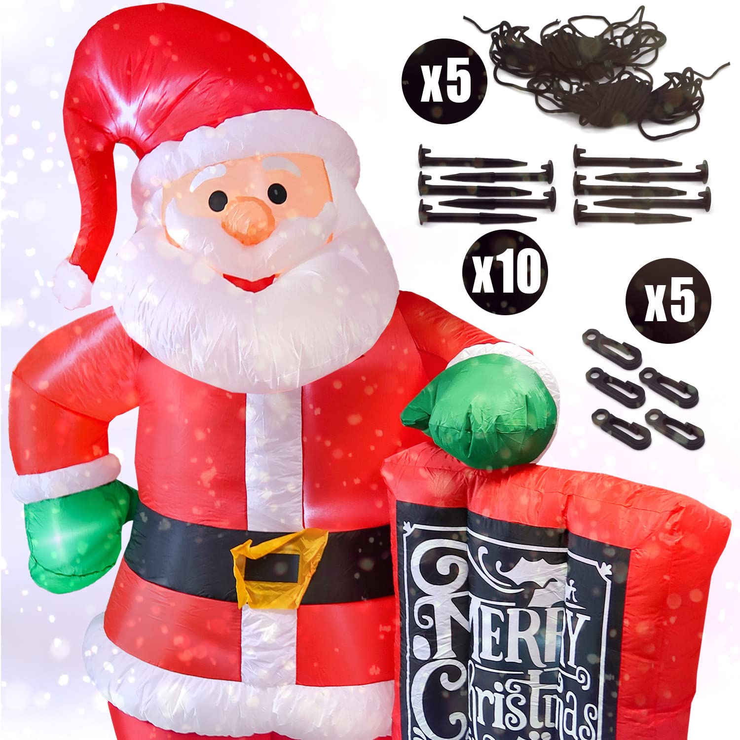 TRONJE Père Noël Gonflable 300cm - LED illuminé Santa Claus XXL Figure de Saint-Nicolas décoration de Noël IP44 extérieur