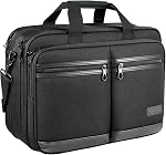 KROSER Laptop Bag Stylish Laptop Briefcase Fits Up to 17.3 Inch Expandable Water-Repellent Shoulder Messenger Bag Computer Bag with RFID Pockets for Business/Travel/School/College/Men/Women-Black