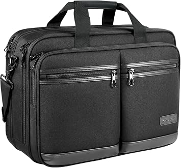 KROSER Laptop Bag Stylish Laptop Briefcase Fits Up to 17.3 Inch Expandable Water-Repellent Shoulder Messenger Bag Computer Bag with RFID Pockets for Business/Travel/College/Men/Women-Black