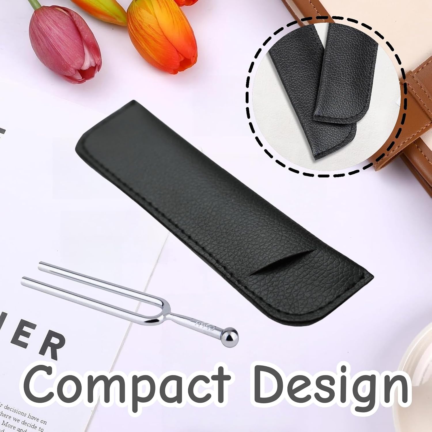 3 PCS Tuning Fork Storage Pouch PU Tuning Fork Bag Protector Cover Accessories for Musicians Therapists Yoga Instructors