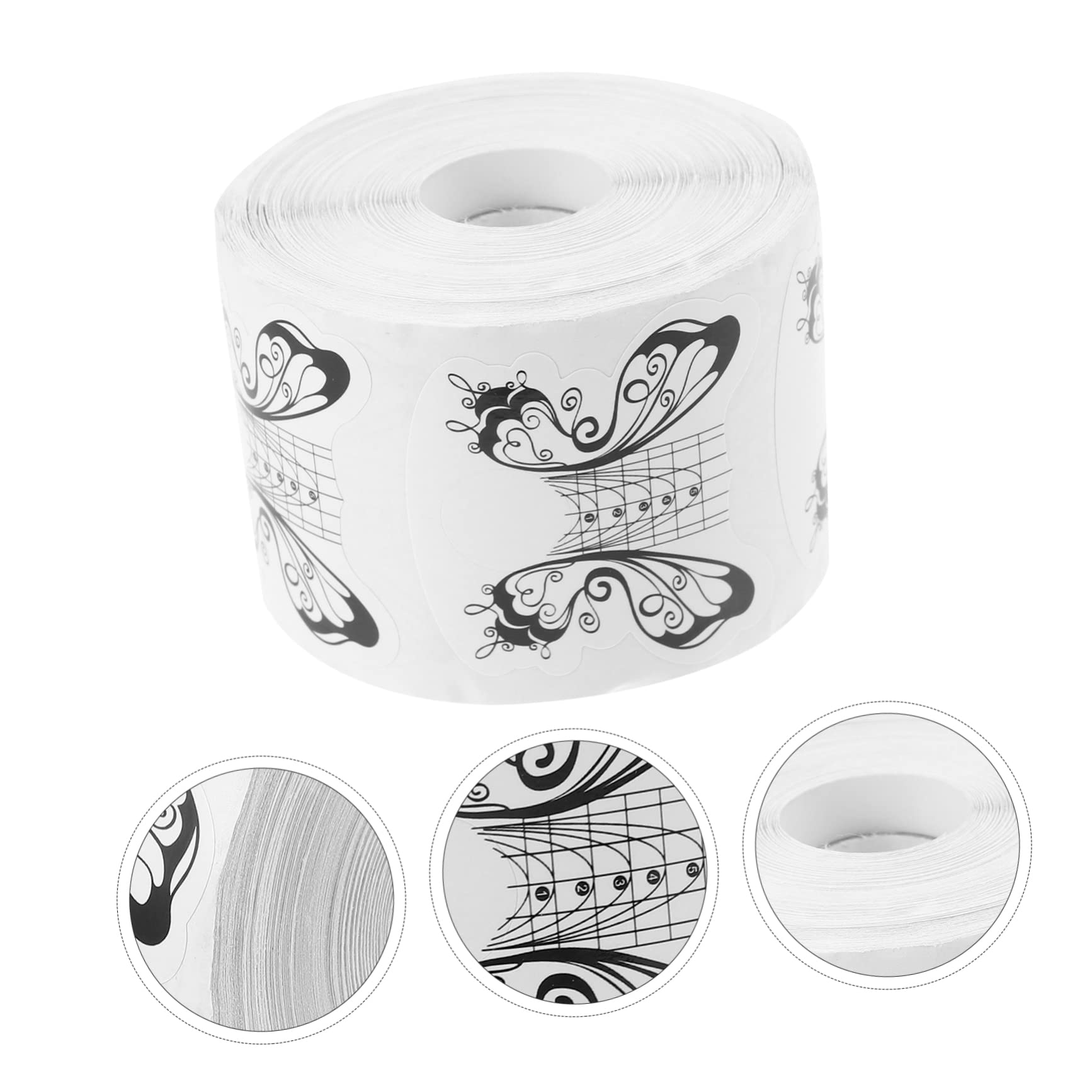 Cartine Unghie Estensione Acrilica Bianche, Carta Autoadesiva Pieghevole | 1 Rotolo 500 Pezzi, per DIY e Punte delle Dita, Guida per Allievi Nail Art