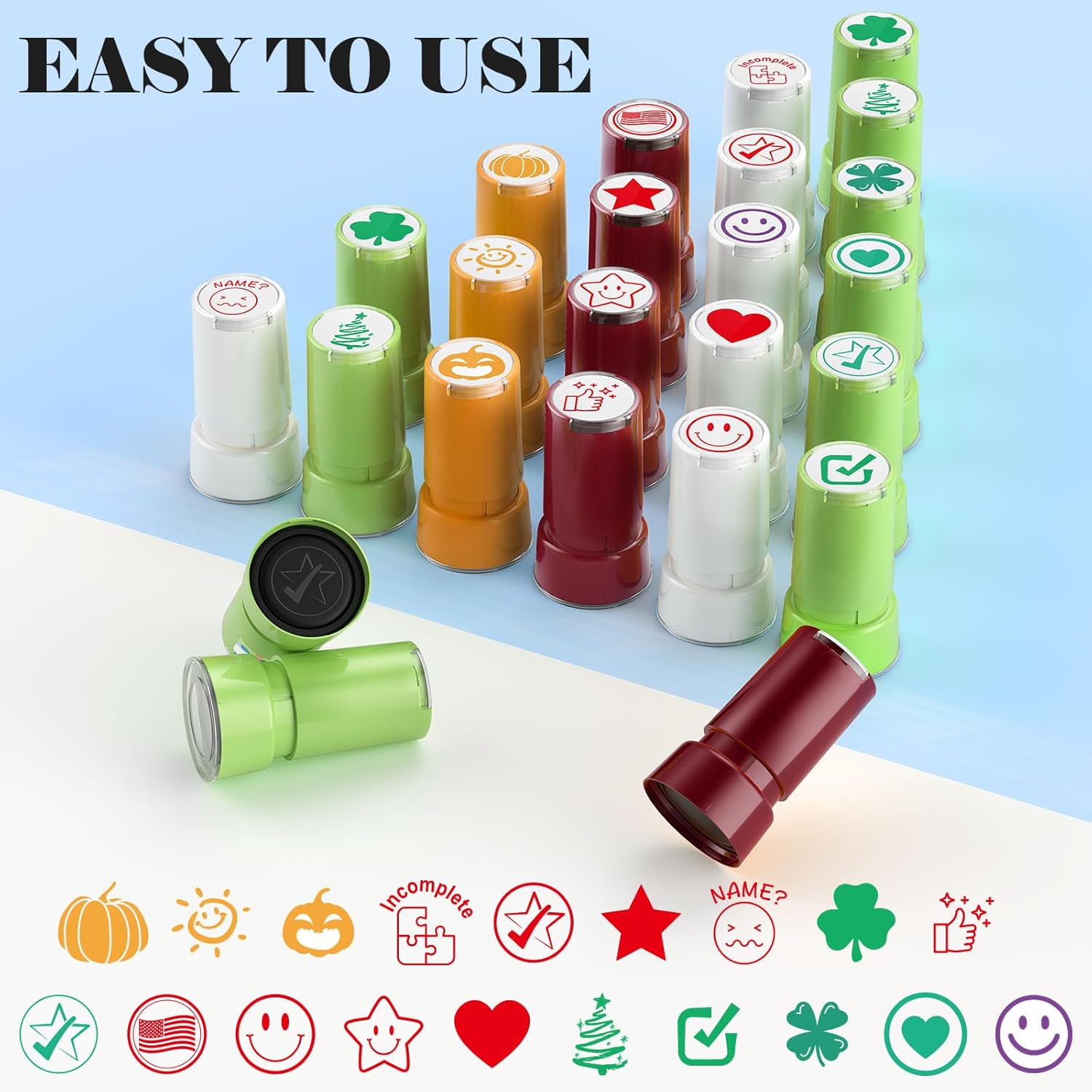 Self-Inking Star Stamp for Teachers, Hand Stamps for Events and Classroom, Teacher Stamps for School, Greeting Cards, and Scrapbooks (0.79inch, Christmas Tree)