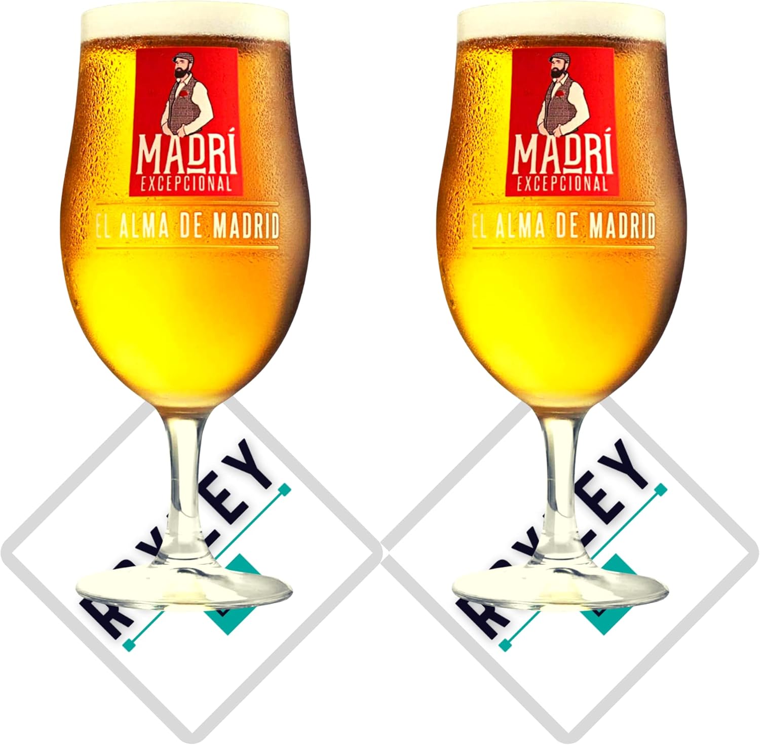 Roxley Madri Pint Beer Glasses X2 Also Comes with X2 Branded Beer