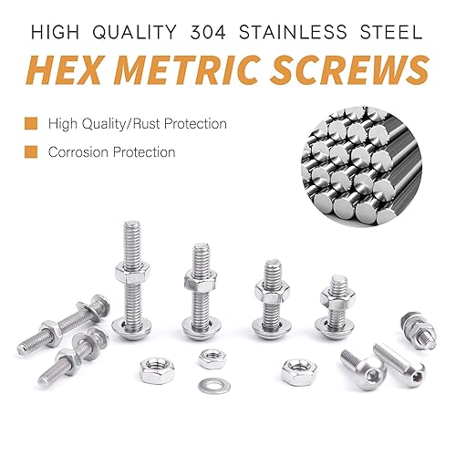Miniatura 5 de VIGRUE Juego de 820 tornillos de cabeza de botón M4 M3 M2.5 M2, tornillos, tuercas, arandelas, kit surtido de tornillos métricos de acero inoxidable