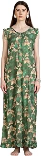9shines Label Premium Rayon Sleeveless Nighty for Women with Floral Print | Soft Ankle Length Nightdress for Women (Rayon ... Price In India