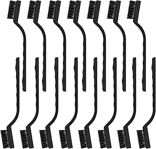 Topbuti 15 Pcs Mini Nylon Wire Brush Set for Cleaning Welding Slag Rust, Wire Bristle Scratch Brush Set, Curved Handle Bru...