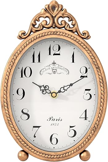 Abdurey Vintage Table Clock on Stand, Desk and Shelf Decorative Clock, French Rustic Style Antique Gold Abdurey Vintage Table Clock on Stand, Desk and Shelf Decorative Clock, French Rustic Style Antique Gold Mantel Clocks for Living Room,Farmhouse,Bedroom,Bedside,Gift Clocks