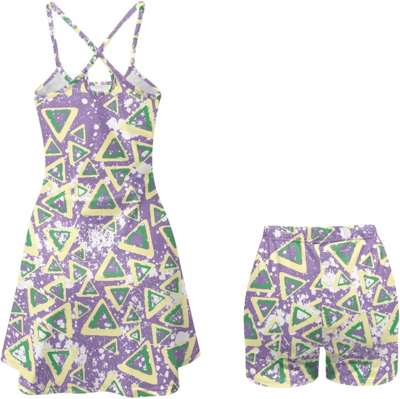 Tennis Dresses for Women with Shorts and Pocket Summer Skirts, Comfort, Breathable Cross-Straps Back Workout Dress