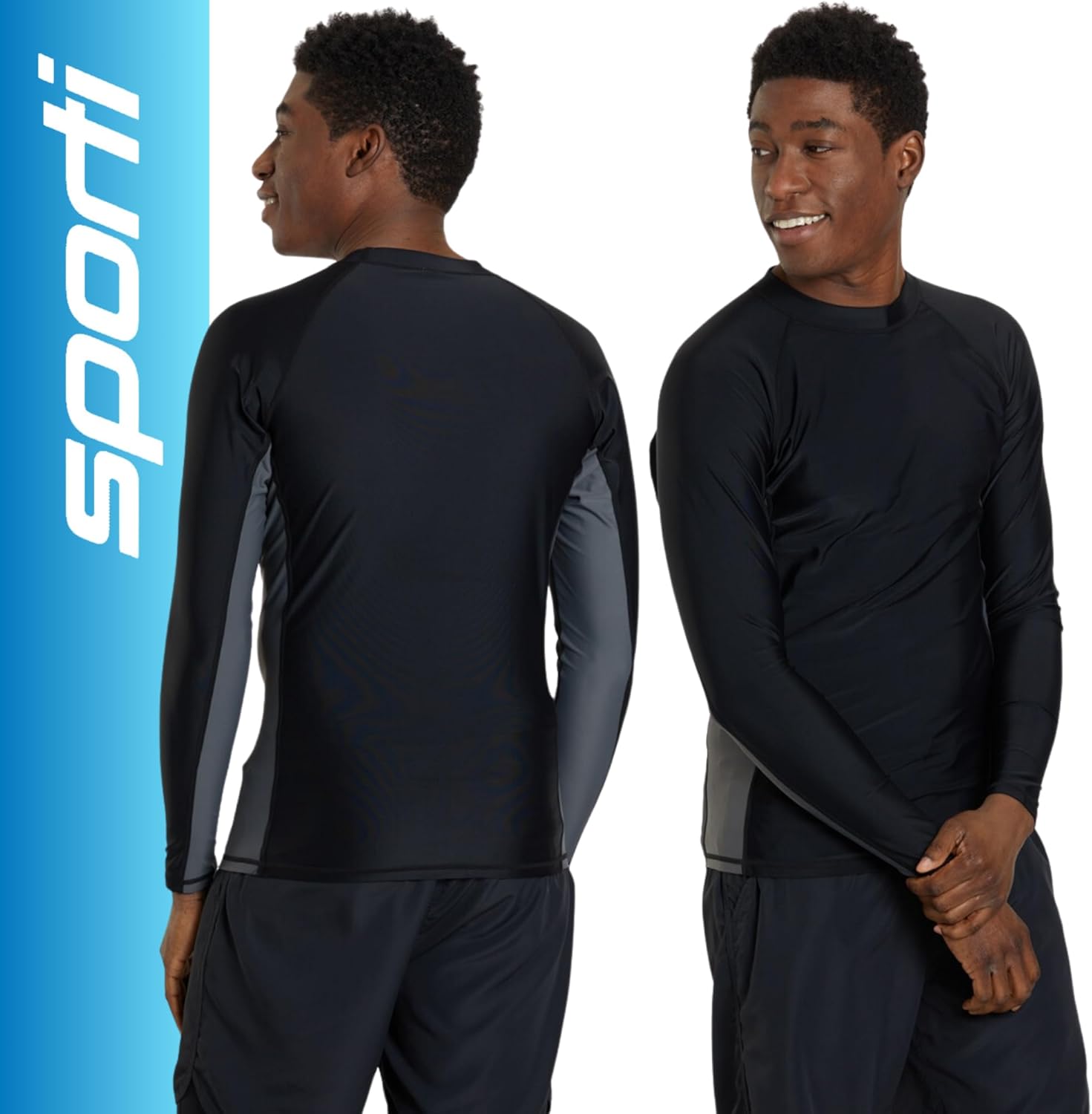 Sporti Men's L/S UPF 50+ Swim Shirt - Rashguard for Men - Comfortable Men's Rash Guard Shirts