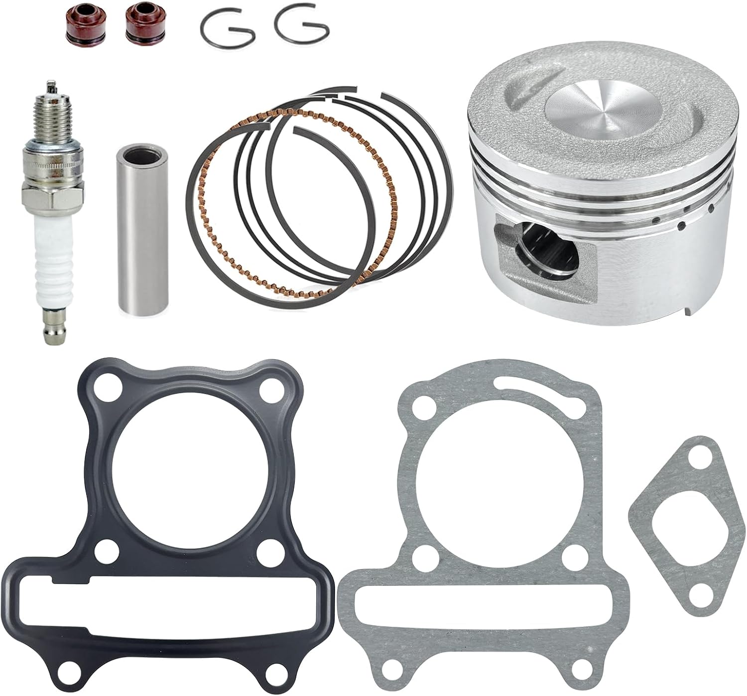 47mm Piston Ring Gasket Kit ＆ Spark Plug for GY6 80cc 139QMB Taotao Baja Jonway ATV Scooter Moped Dirt Pit Bike Go Kart