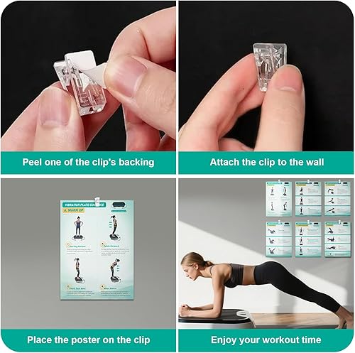 Miniatura 7 de Vibration Plate Exercise Machine Poster - Upgraded 6 Workout Guidance & 10 Pcs Planner & 10 Pcs Double-Sided Clips, Comprehensive Whole Body Wave