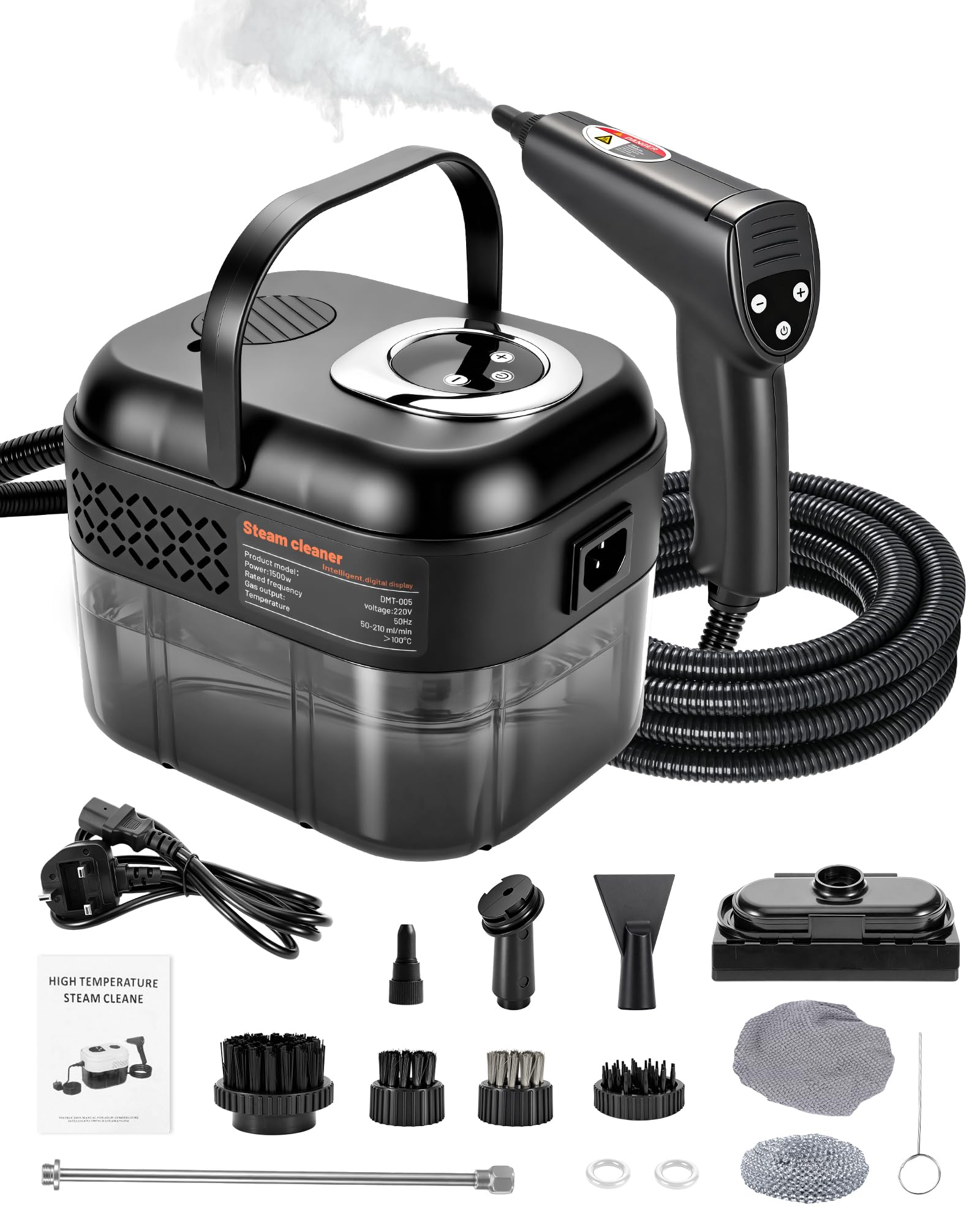 Steam Cleaner Handheld, 1500W High Pressure Handheld Steam Cleaner with 1700ML Tank, 6-Level Steam Cleaners for Home Car Kitchen Bathroom Cleaning, 3.5Bar Portable Steam Cleaner