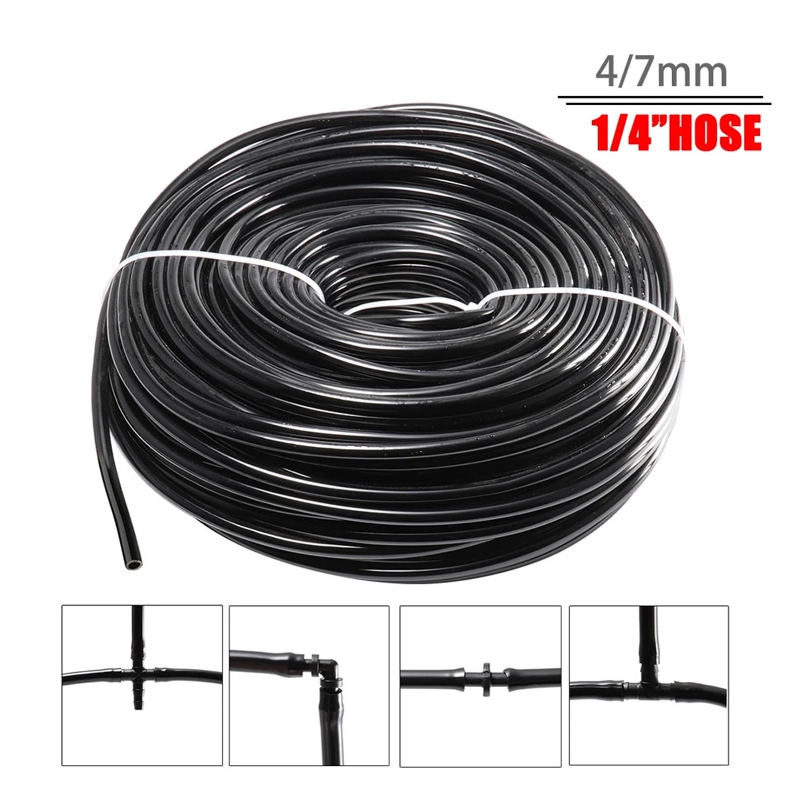 Manguera de jardín Extensible, Manguera de jardín de 4/7 mm, Manguera de microirrigación de 1/4", Manguera de riego por Goteo para bonsáis de Invernadero (60 m)