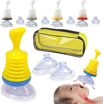 Suffocation Rescue Device Portable Emergency Suffocation Rescue Device Choking Aspirator Kids Suffocation Mask Adult Suffocation Suction Suction Device Suction Rescue Device First Aid Kit for Home Office Work Travel First Aid Kit with Airway Suction 2 Masks First Aid Supplies Black