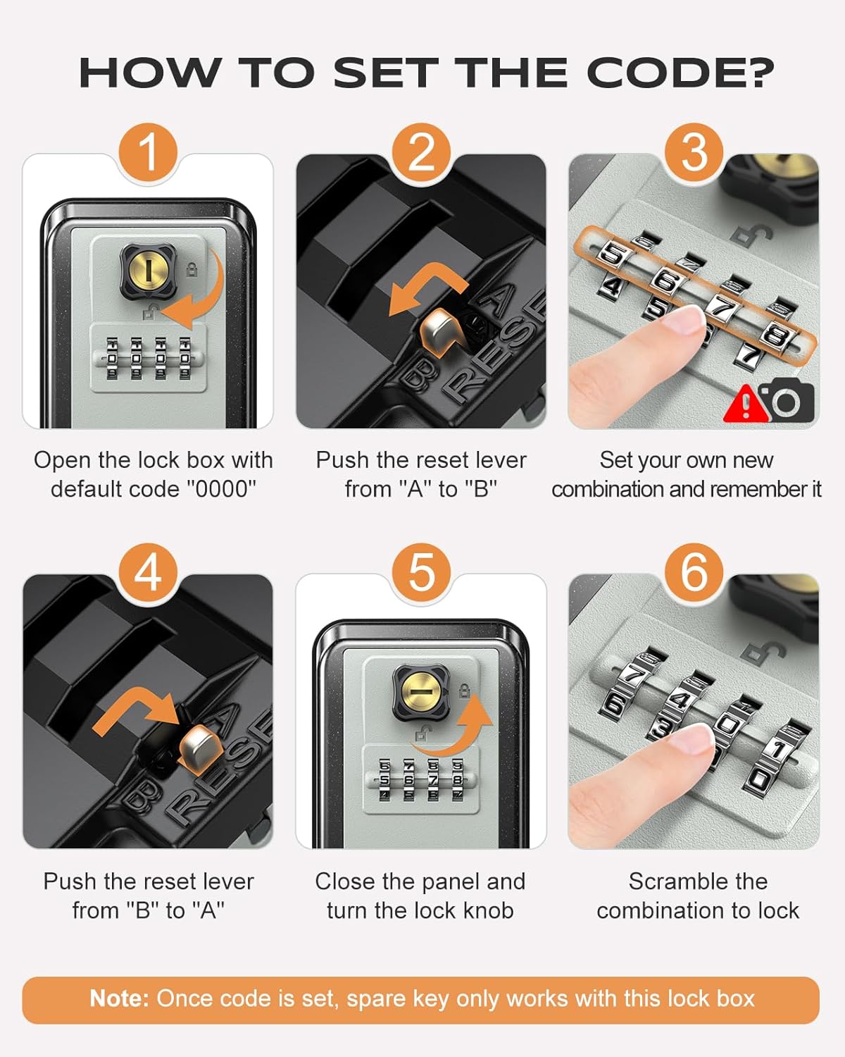 Wall-Mounted Lock Box for Keys with Code, 4 Digits Combination Key Lock Box with Resettable Spare Key, Weatherproof & Large Capacity Key Safe Storage Lockbox for Home, Apartment, Office, Garage