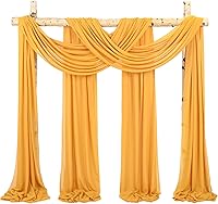 Vista 107 de Tela para envolver arco de boda, 4 paneles de 28 x 20 pies, cortinas de arco de boda rosa para ceremonia, cortinas de tela de gasa para cenador