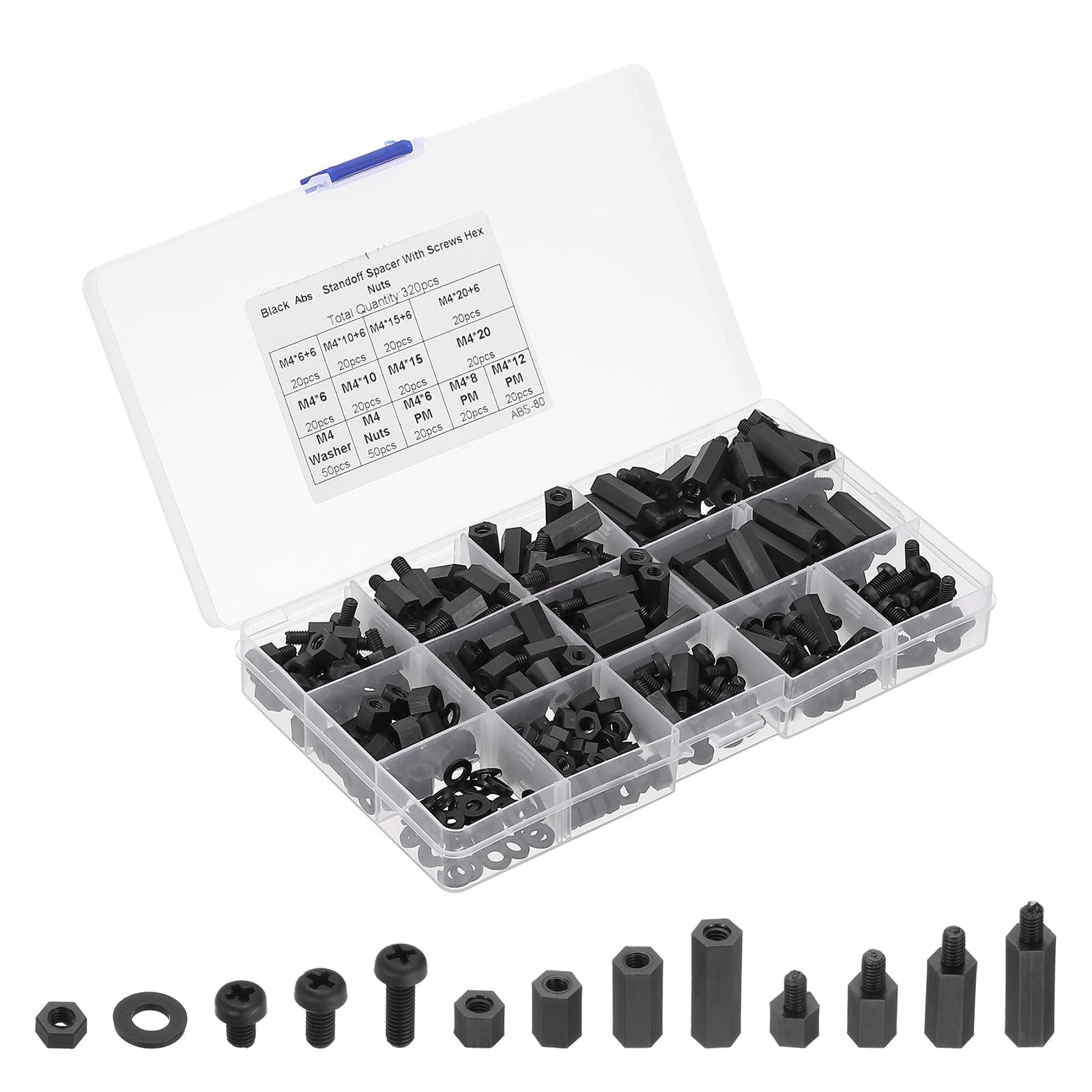 Kit d'entretoises hexagonales en nylon M4 PATIKIL avec vis et écrous pour carte mère