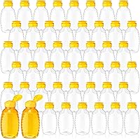 Didaey 48 Pack 12oz Clear Plastic Squeeze Honey Bottles with Leakproof Lids - Refillable Dispensers for Honey, Maple Syrup & Condiments