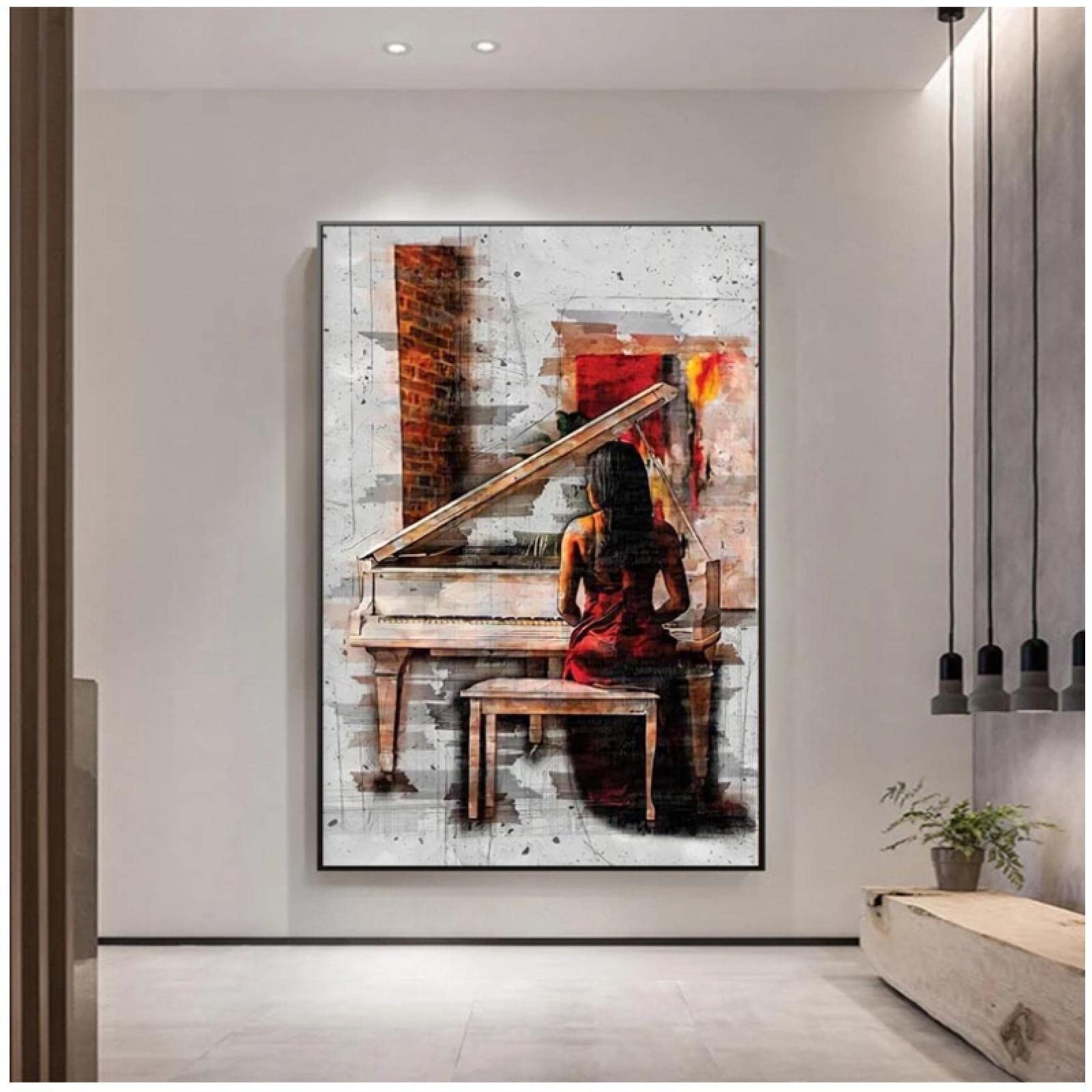 JINHJ Modern Red Dress Woman Playing Piano Abstract Posters and Prints  Canvas Painting Print Living Room Wall Decor (30 x 40 cm/11.8 x 15.7 Inch)  Frameless : Amazon.de: Home & Kitchen
