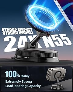 NotiXas Magnetic-Car-Phone-Holder for Magsafe, 360 Adjustable Car Phone-Holder-Mount with Suction-Cup, Phone Holders for Your Car for iPhone, Android, Smartphones and Gift