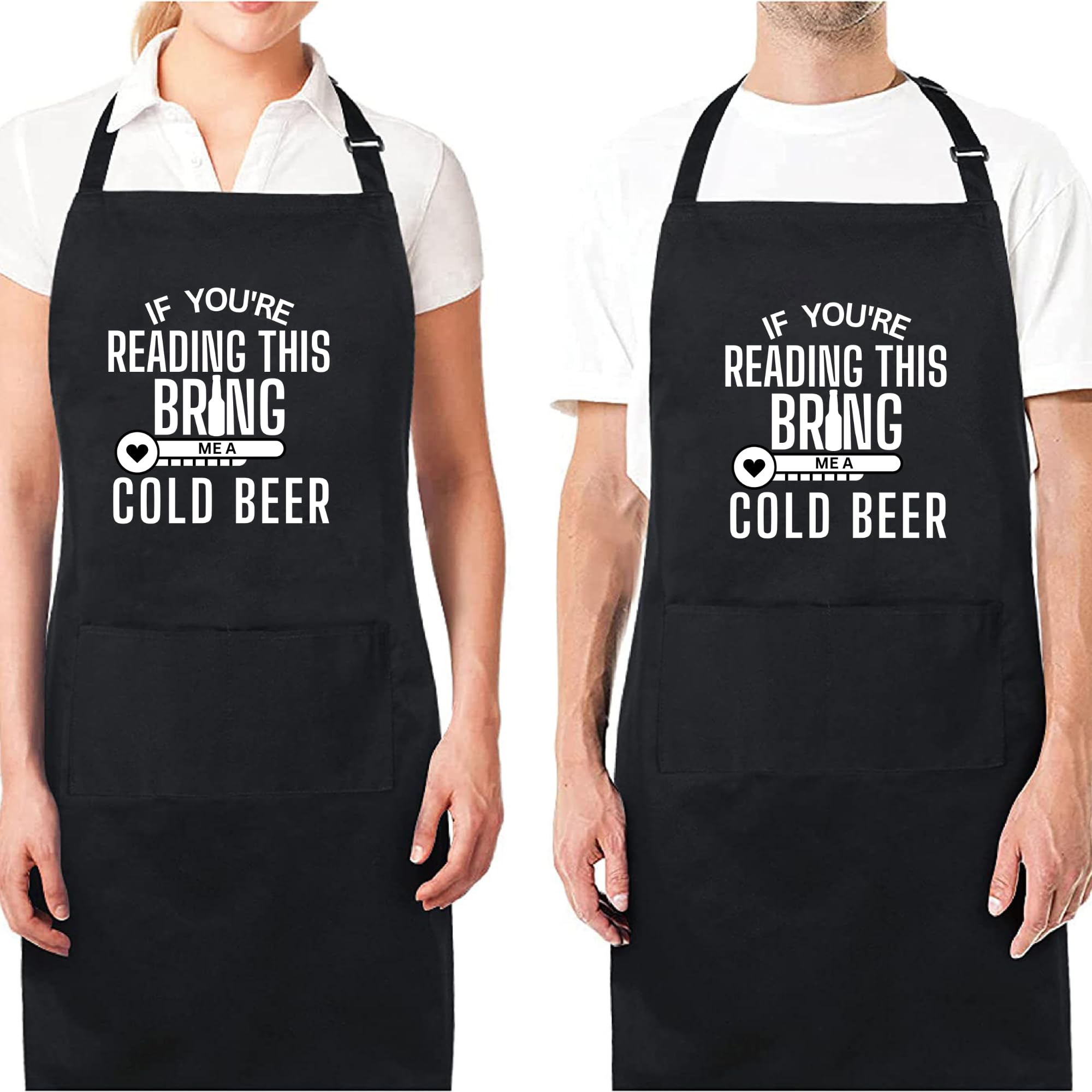 Delantales con texto en inglés "If You are Reading This Bring Me A Cold Beer para mujeres y hombres, divertido delantal impreso, regalo para ella, delantal de chef, delantal de cocina, delantal de