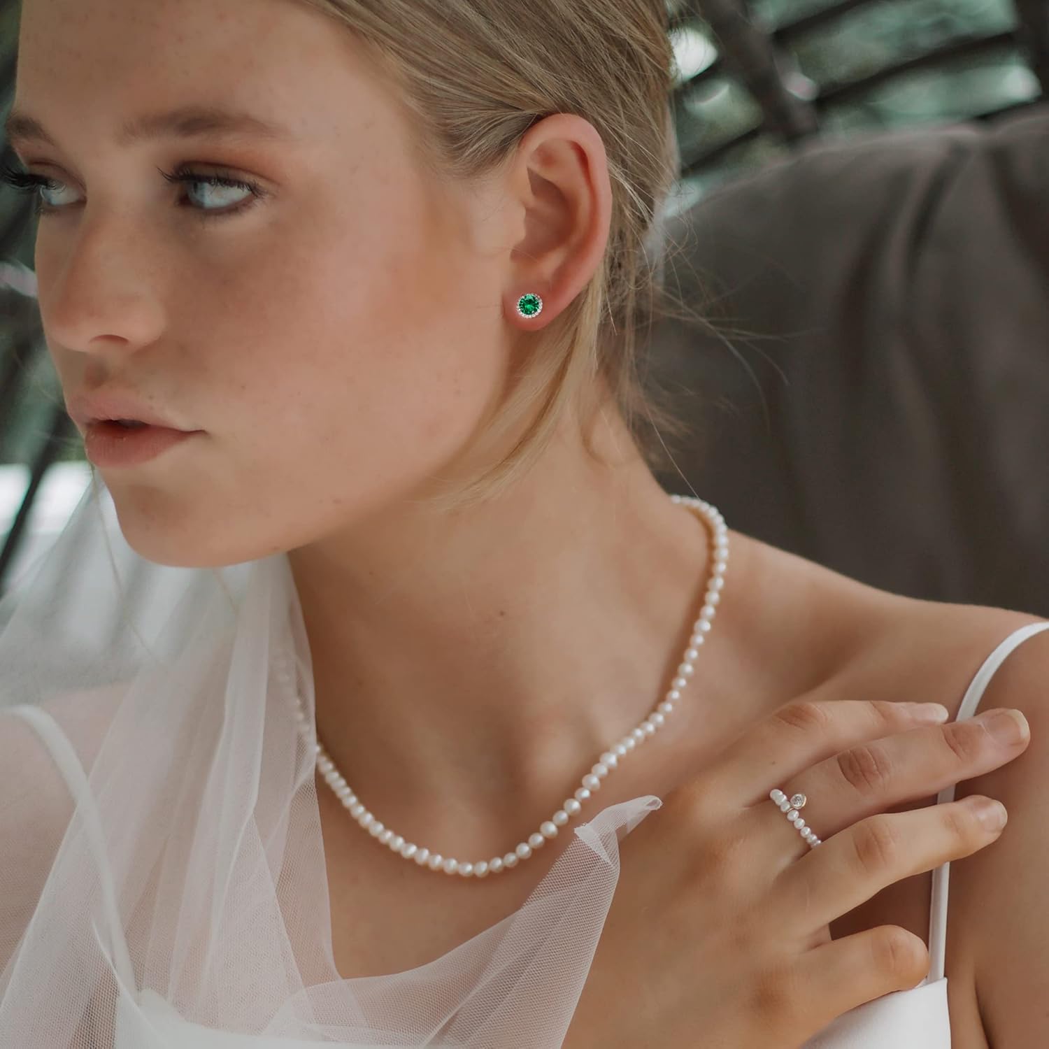 SMILEST Gifts for Her - 925 Sterling Silver Halo Birthstone Earrings, Round Cut Birthstone Stud Earrings Anniversary Birthday Gifts for Women Mom Wife Daughter Girlfriend Grandma - Image 5