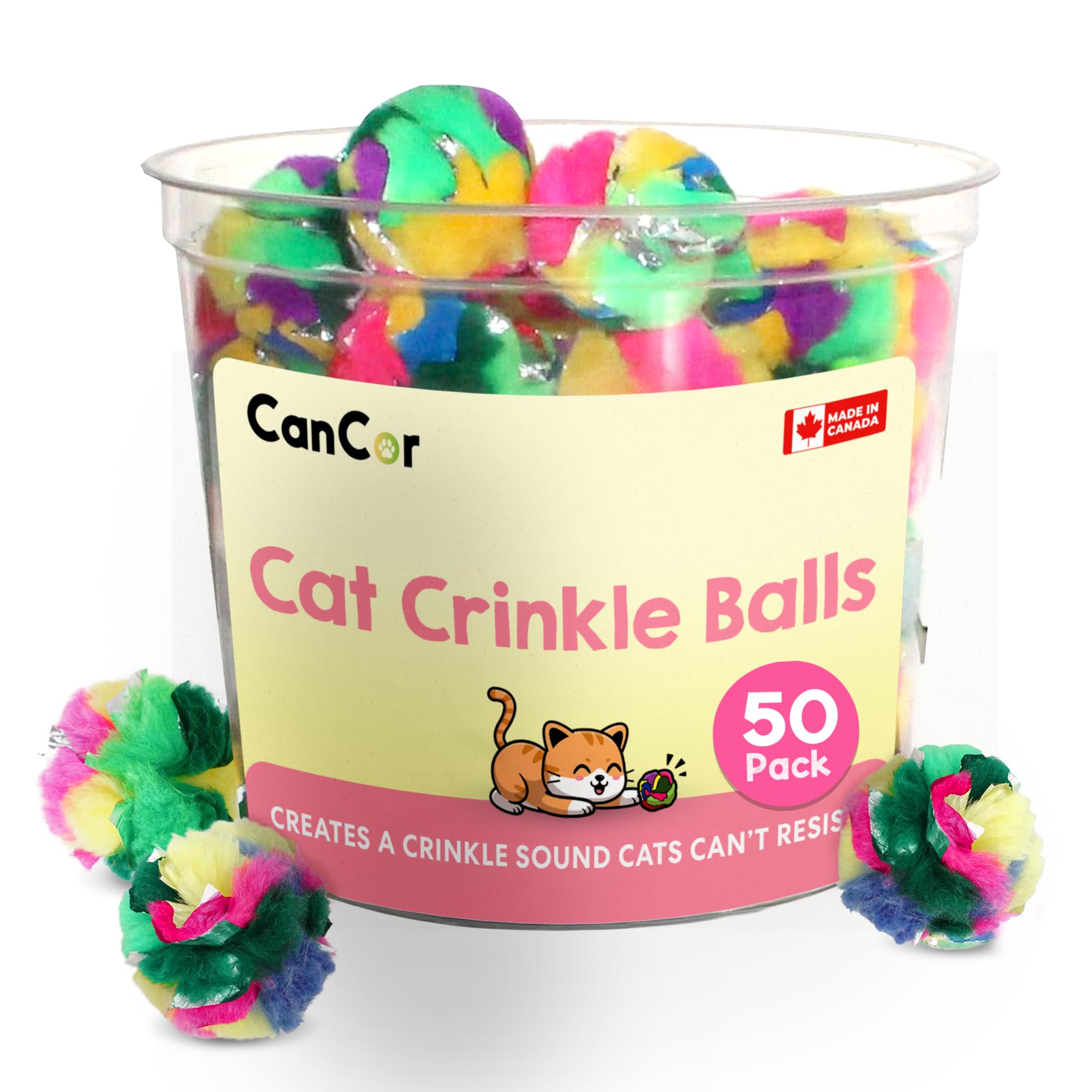 Mini Crinkle Ball Cat Toy (50 Pack)