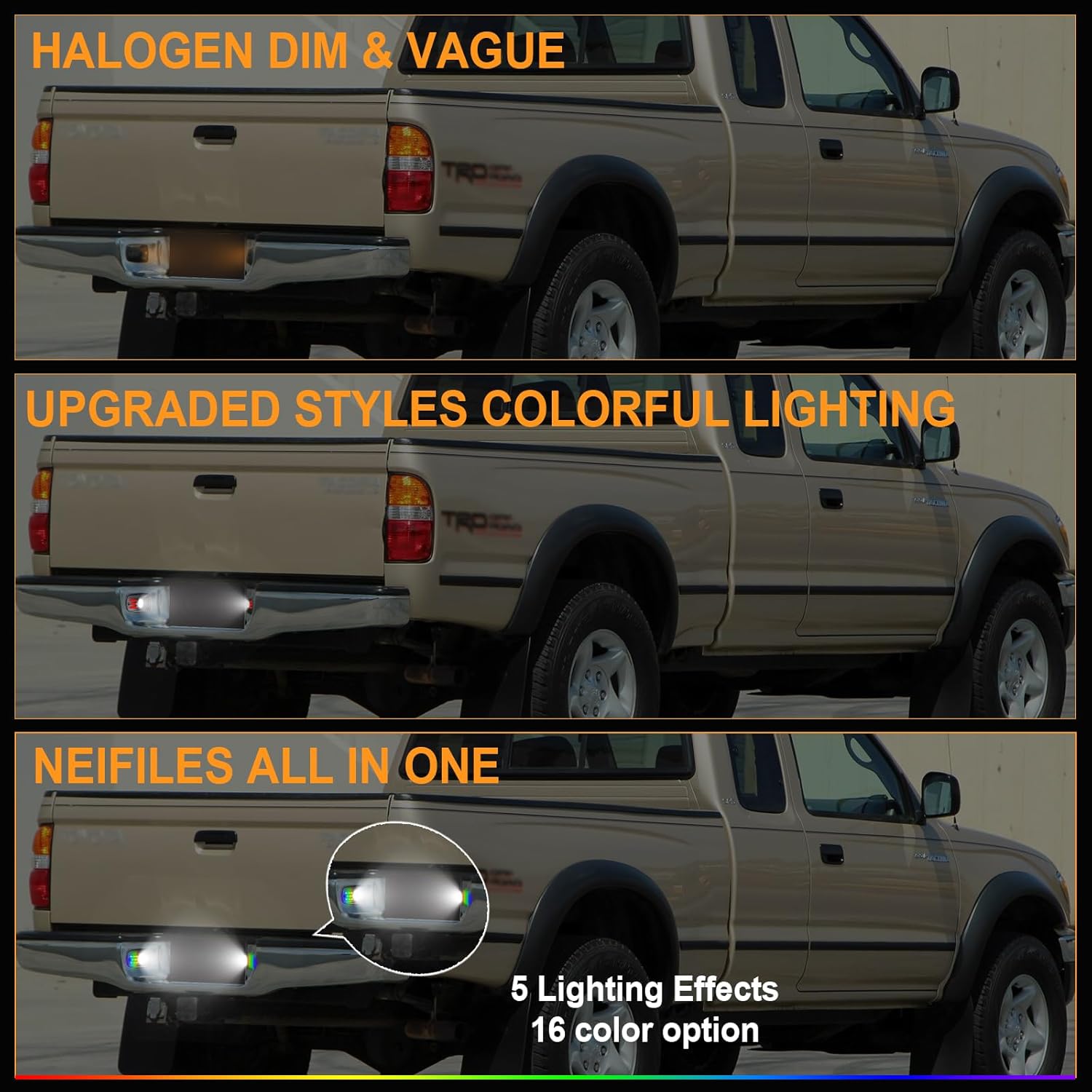 RGB LED License Plate Light Compatible with Toyota Tacoma 1995-2004 16-Color Tag Lights Assembly Replaceme OE 81270-0C020