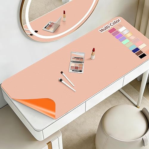 Vista 22 de Alfombrilla de maquillaje para tocador para proteger la parte superior del escritorio, 31.5 x 15.7 pulgadas, tapete de maquillaje de doble cara