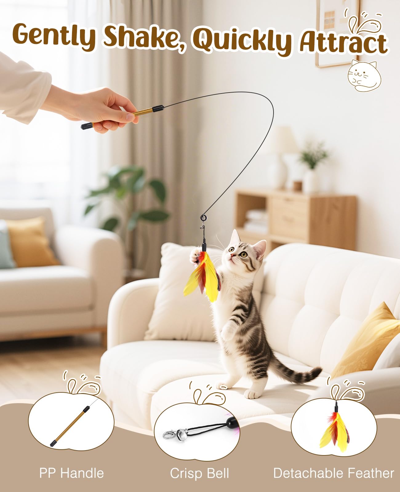 Pawaboo Feather Teaser Cat Toy - Image 3