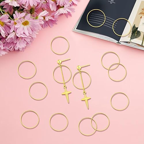 Miniatura 6 de 440 aretes de 2.362 in para la fabricación de joyas, aretes de aro hipoalergénicos redondos, anillos de enlace de bisel abierto para suministros de