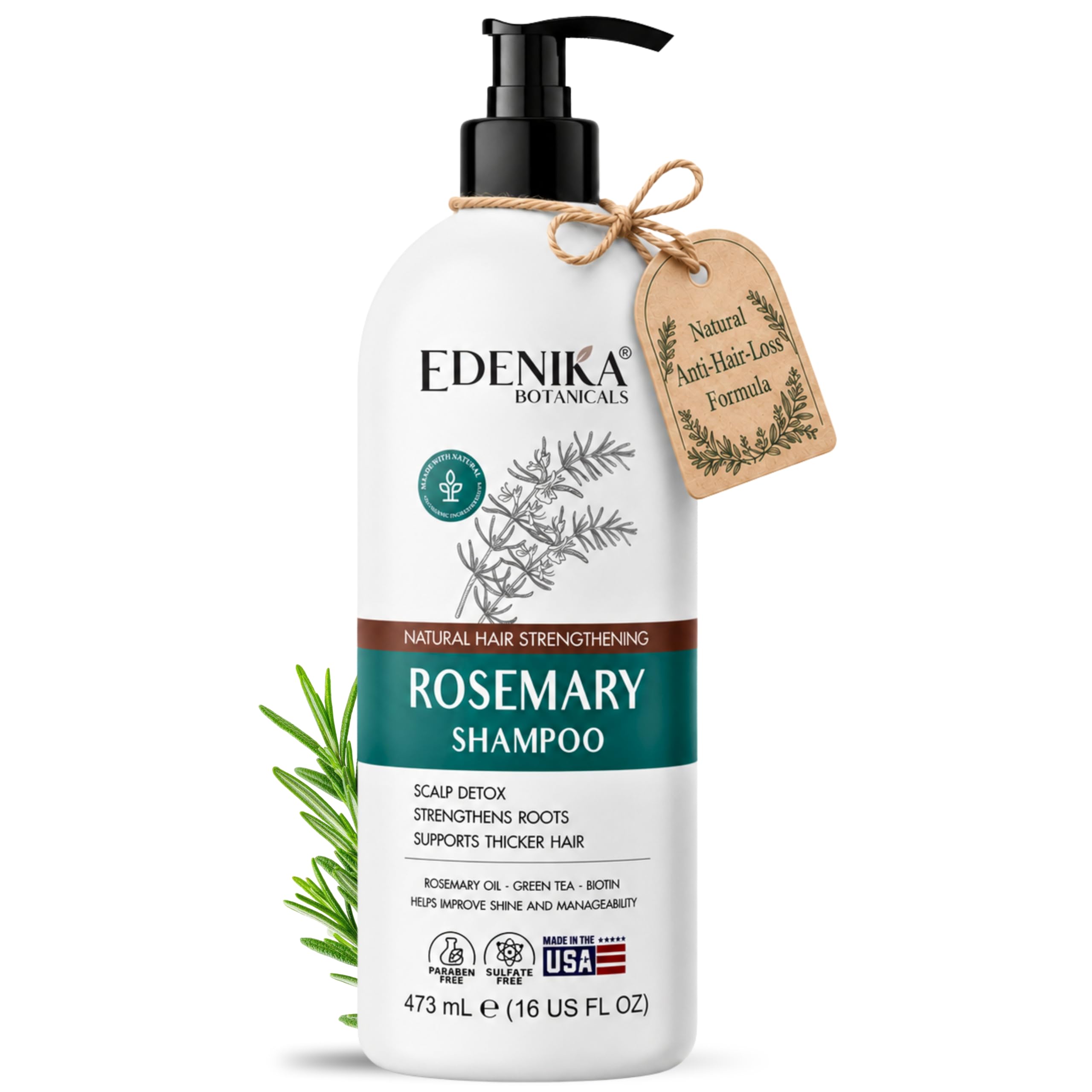 Amazon.com : Edenika Botanicals Rosemary Oil Shampoo with Biotin