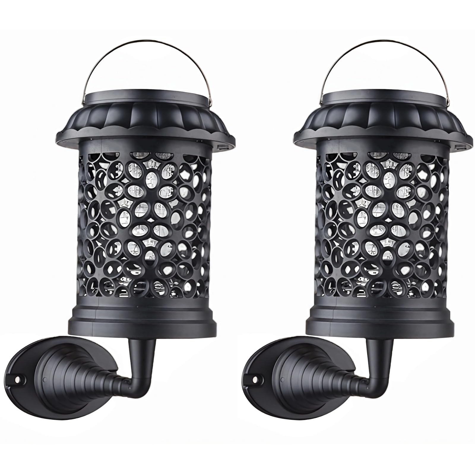 2 zappers per insetti solari da esterni, impermeabili, con doppia luce LED, ABS e struttura in metallo, opzioni da appendere e da parete, ideali per prato, giardino, patio e campeggio
