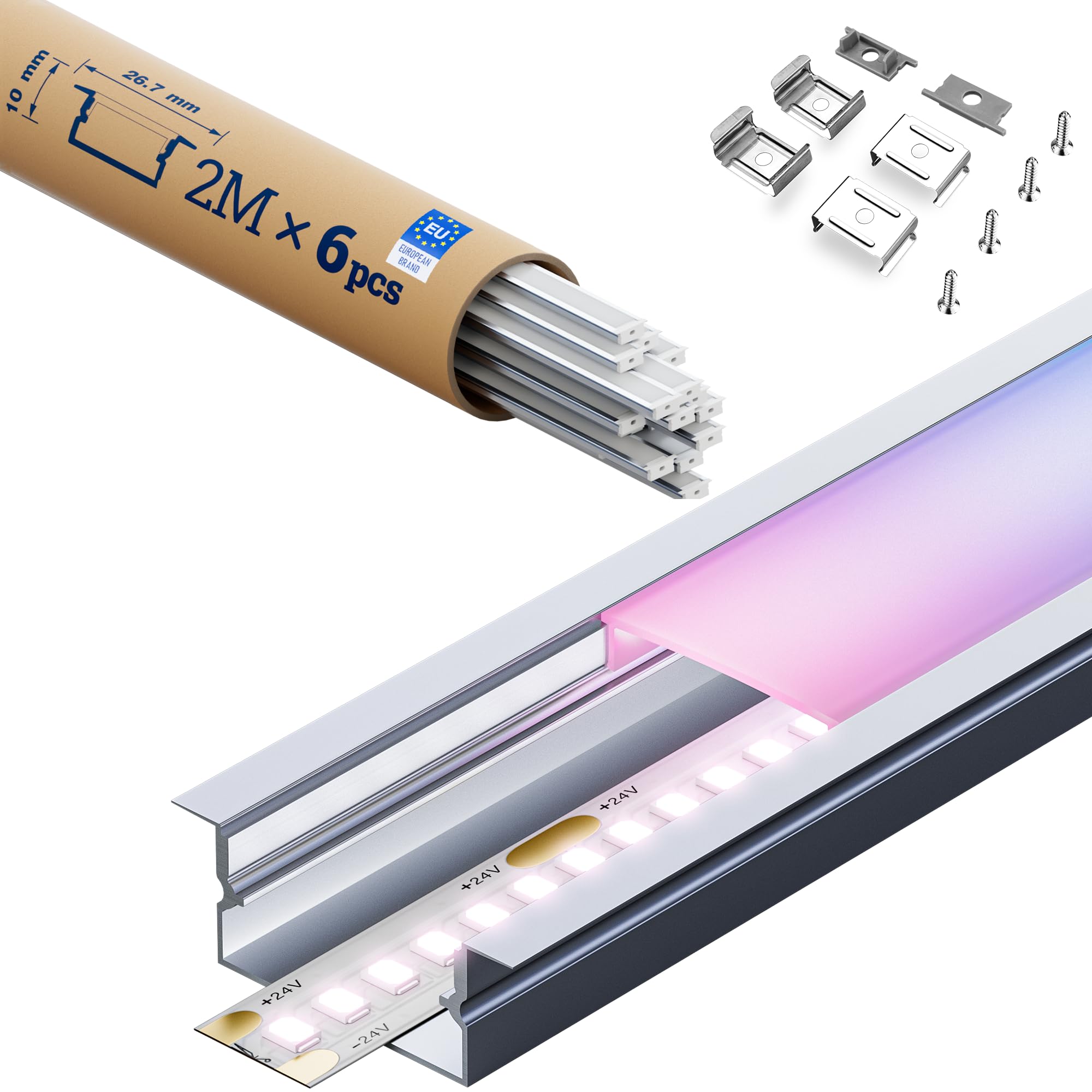 6 x 2 m (40m) Profilo alluminio per strisce led opaca utilizzare per Schermo Max L2000x19.7x10mm LED SP23 Profilo angolare alluminio (6)
