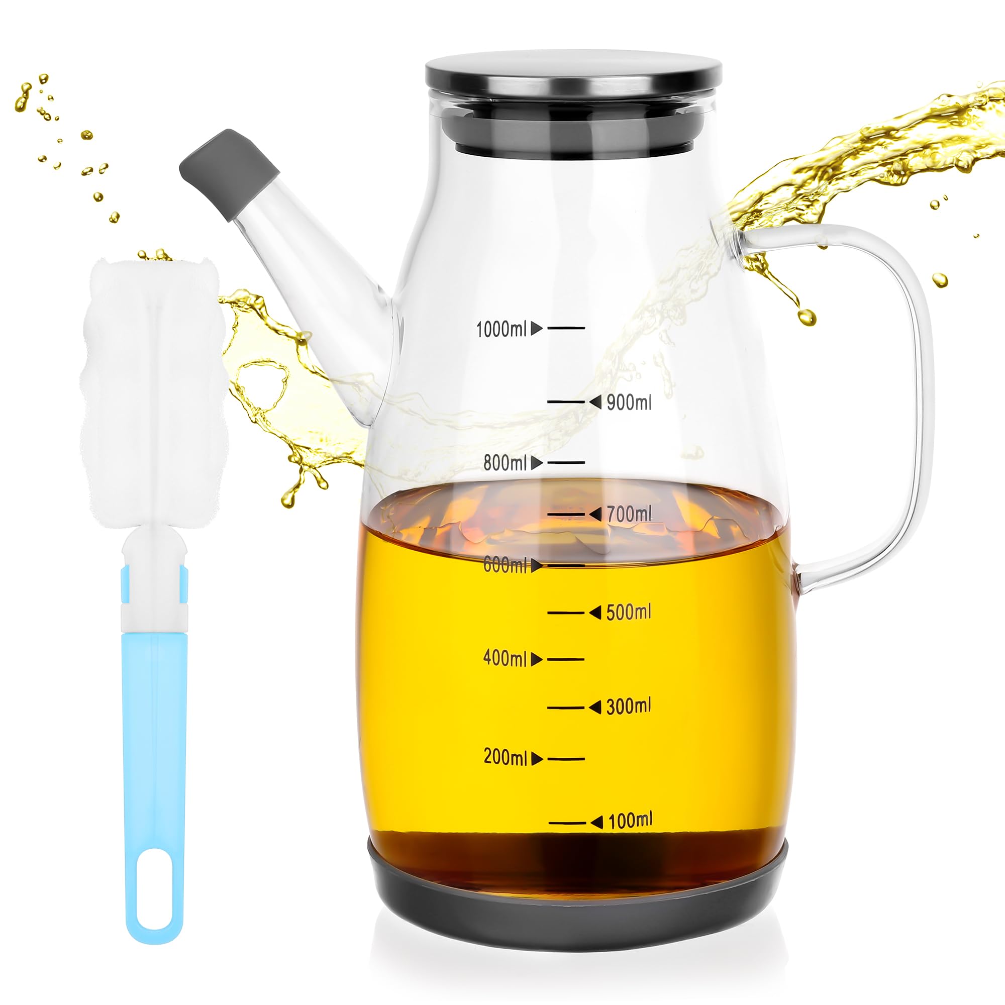 Starvortex Dispensador Aceite, 1L Dispensador Aceite Spray, Portable Dosificador Vidrio, Prueba Fugas Aceiteras para Cocina, Resistencia a la Caída Espray para Oliva Vinagre