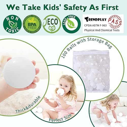Miniatura 4 de TRENDPLAY 100 bolas de estrellas  Pelotas de juego no tóxicas sin BPA y ftalatos, bolas de plástico suave para niños de 1, 2, 3, 4, 5 años, bebés,