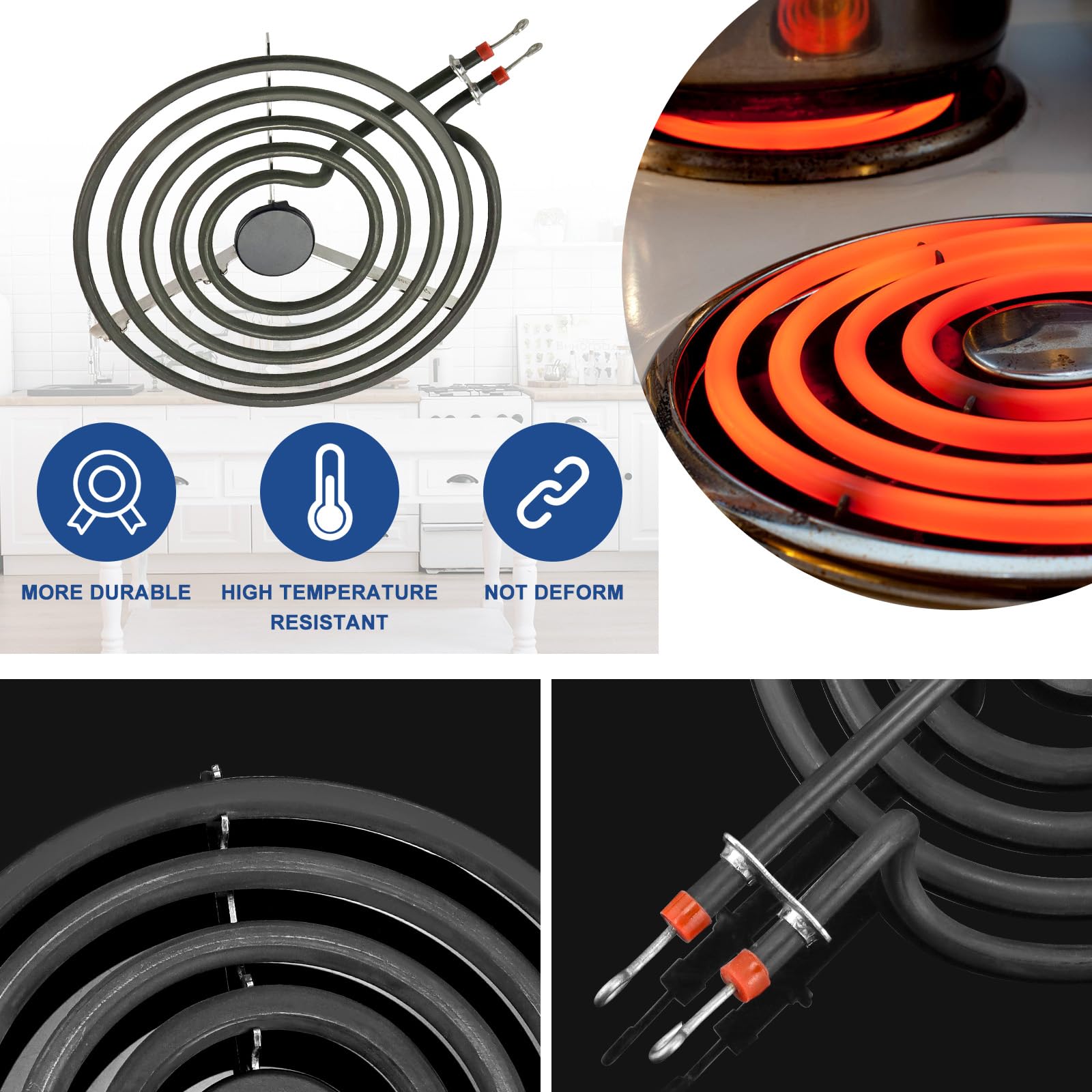 MP22YA zestaw 4 palników elektrycznych, 2 palniki MP21YA 20,3 cm i 2 palniki MP15YA 15,2 cm do kuchenki Frigi-daire Whirl-pool Ken-more Fetechmate