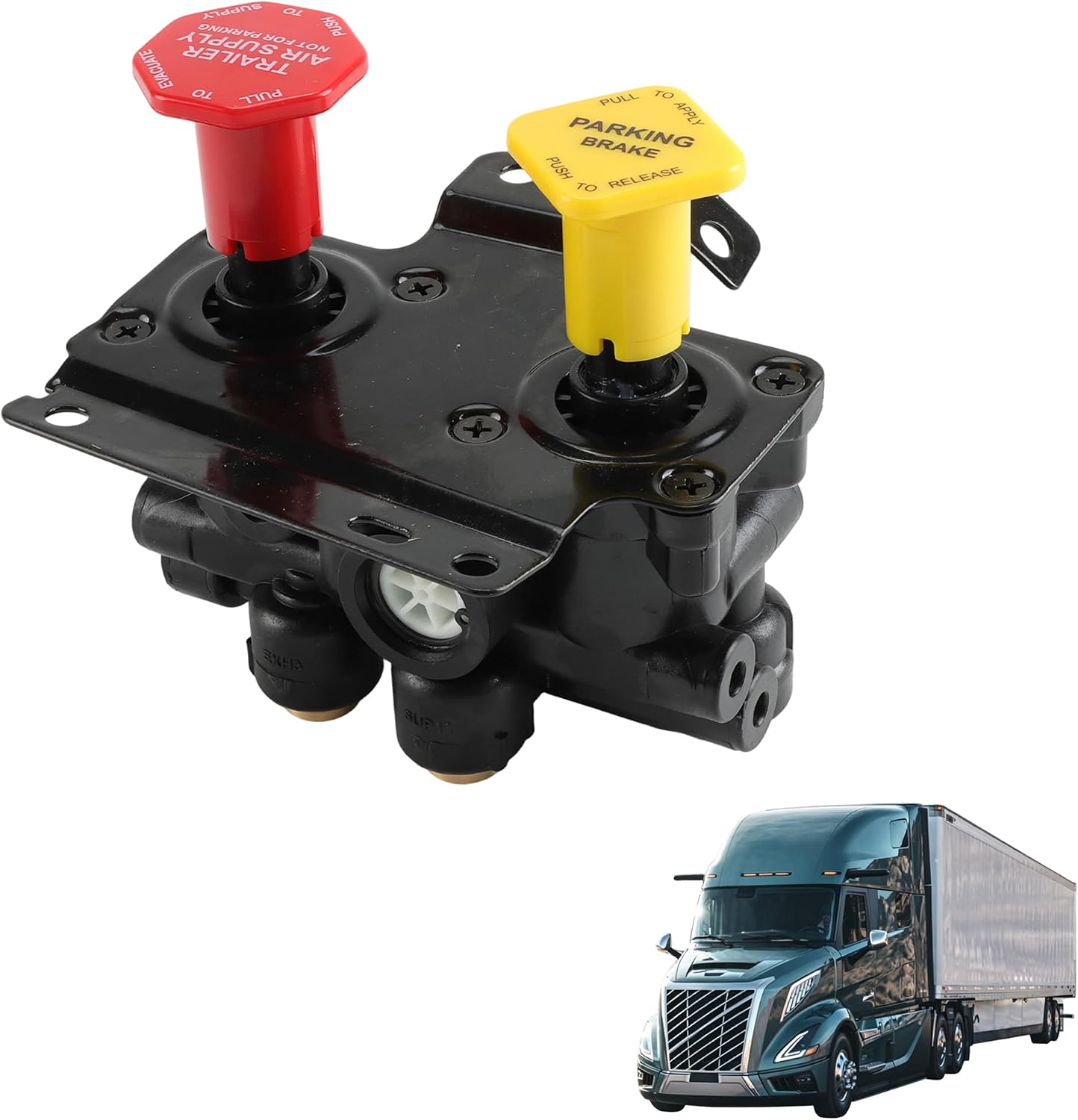 Dash Control Dual Park Brake Valve 5-Port, Compatible for Volvo VNL, Replaces 24340522 21315044 21750583 K035691 K123775