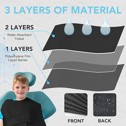 Miniatura 3 de Paquete de 480 baberos dentales desechables de 13"x18", láminas de baberos de tatuaje impermeables de 3 capas para salón de uñas, clínica dental,