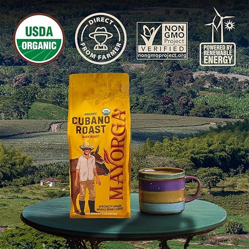 Vista 53 de Mayorga Café tostado oscuro intenso, bolsa de 2 libras, mezcla muy macho, el café orgánico más fuerte del mundo, granos de café enteros 100%