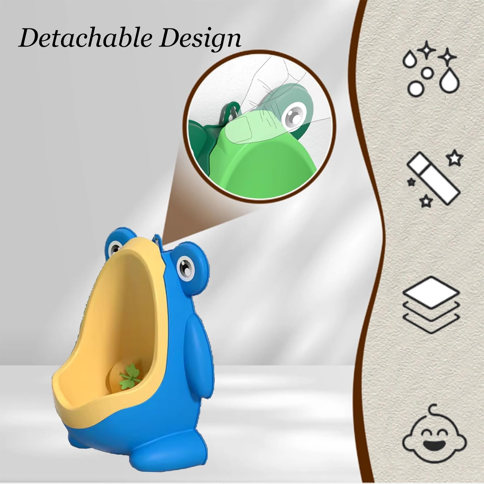Jungen-Urinal-Töpfchen für Badezimmer, wandhängend, tragbare Toilettentrainingshilfe mit drehbarem Windmühlenziel