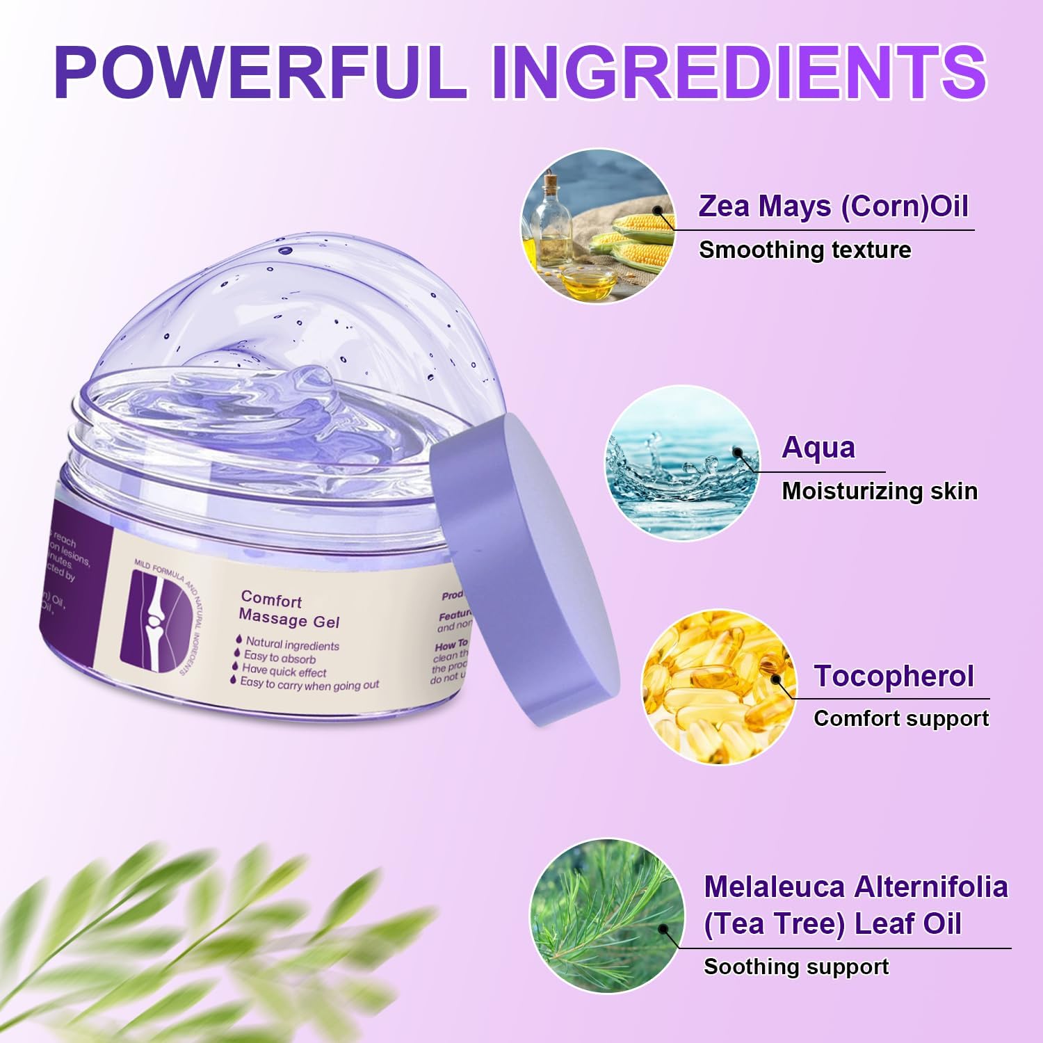 Kresin Joint Comfort Purple Gel, Kresin Joint Comfort Massage Gel, Soothes Discomfort for Neck, Back, Knees, Lumbar, and Feet, Absorb Quickly and Non-Greasy, 1.75 OZ, Purple - Image 2