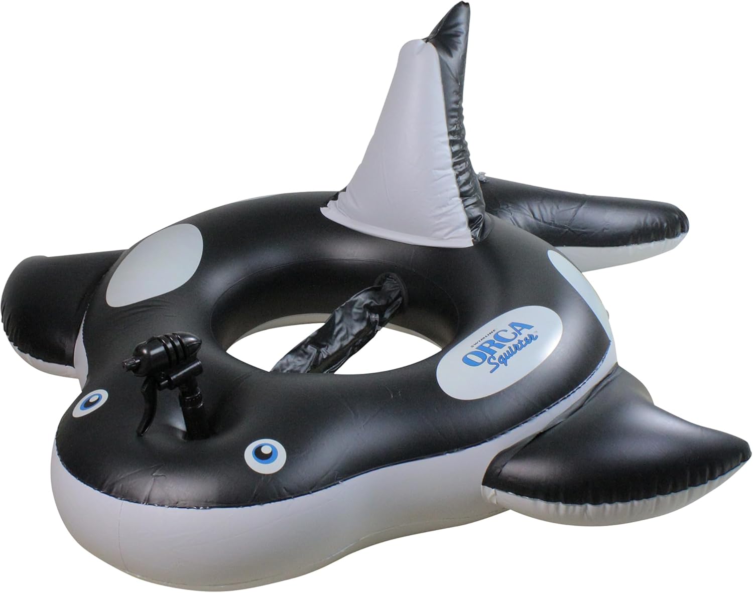 60" Inflatable Black and White Orca Whale Squirter Swimming Pool Float