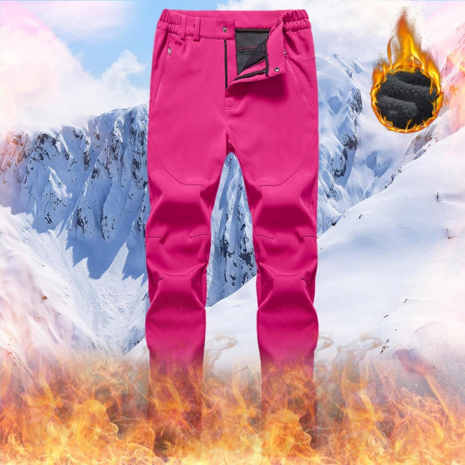 Womens Insulated Ski Snows Work Pants, Winter Warm Fleece Essentials Softshell Waterproof Windproof Hiking Pant : Sports & Outdoors