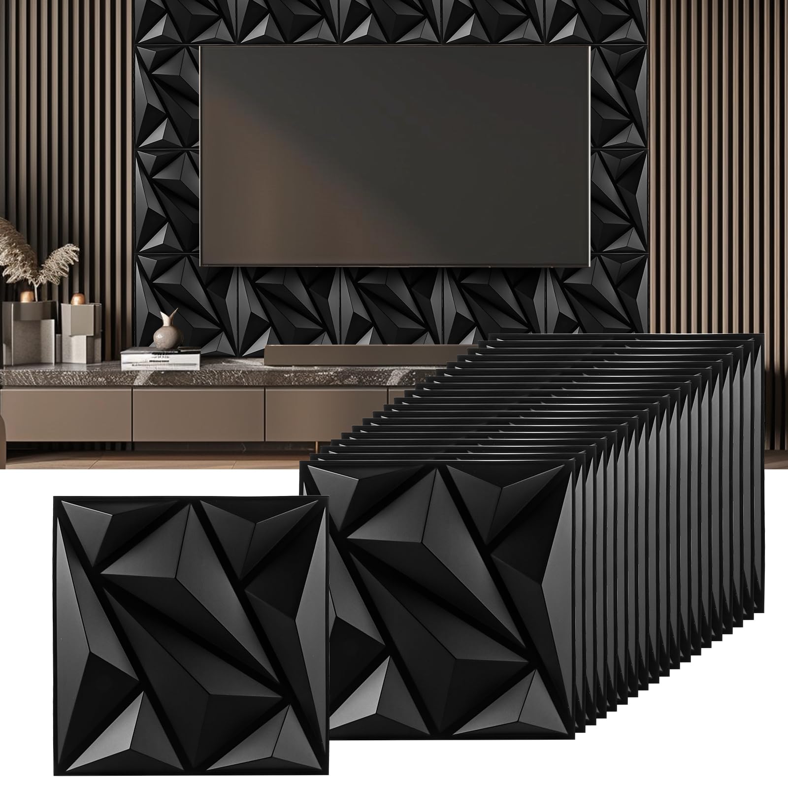 20 pannelli da parete 3D con motivo a diamante, 30 x 30 cm, pannelli da parete 3D, pannelli da parete in PVC per decorazione di soggiorno, camera da letto, bagno