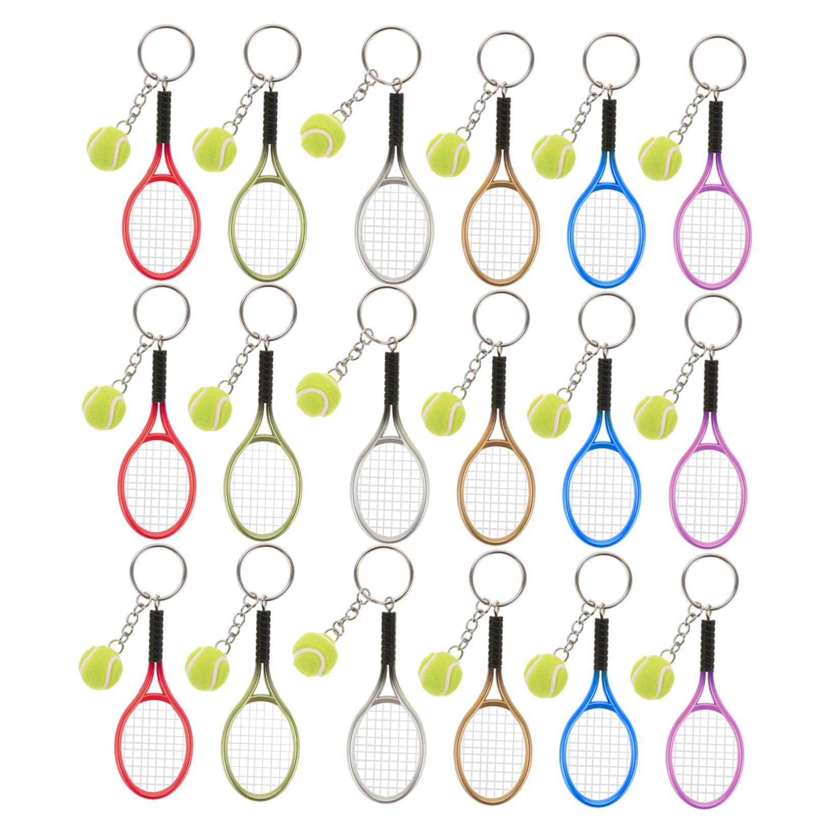 Portachiavi Racchetta da Tennis Mini 18 Pezzi in Plastica | 18pezzi, Forma Racchetta in Stile Unico, per Appassionati di Tennis e Feste