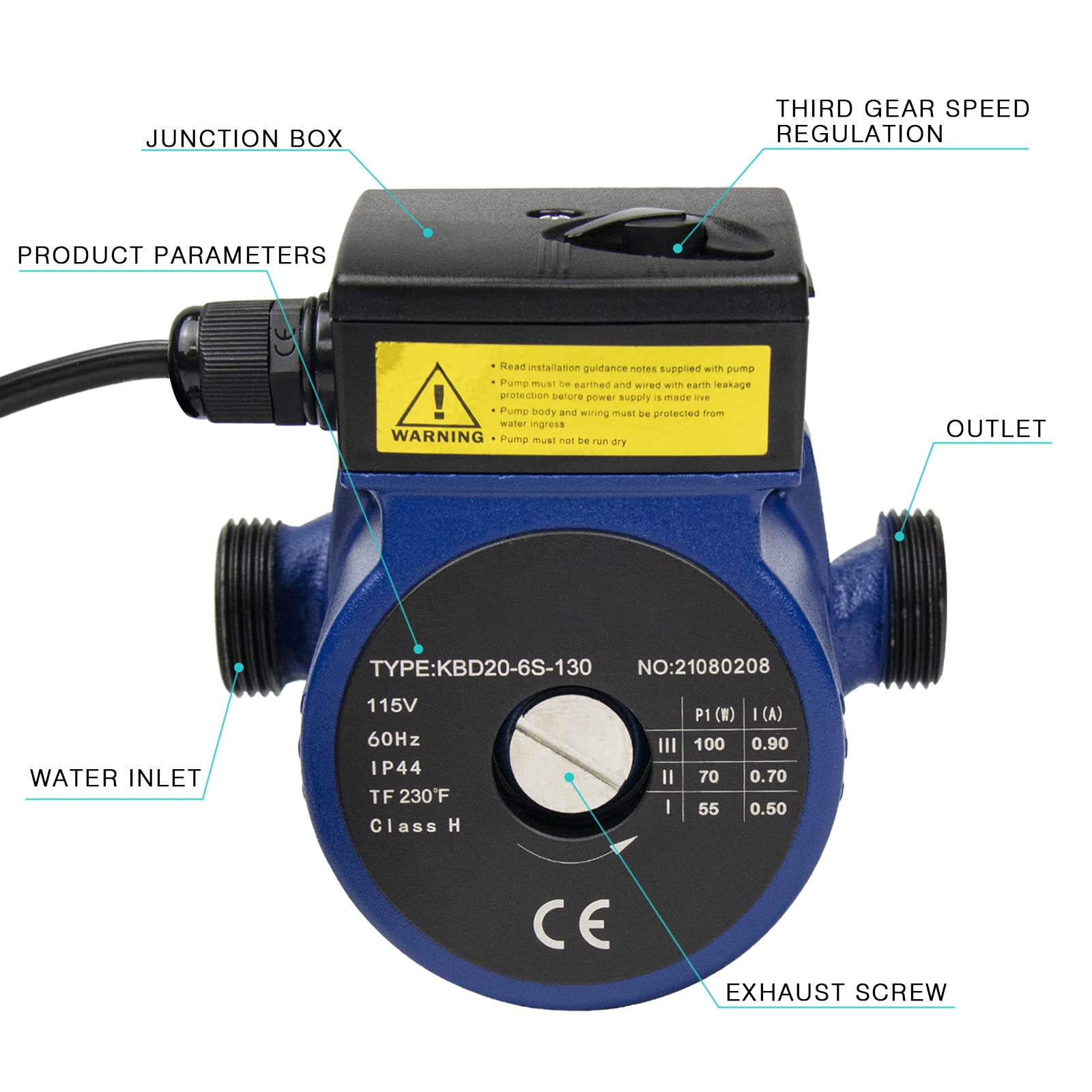 Hot Water Recirculation Pump 115V Recirculating System Circulation