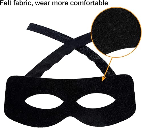 Miniatura 5 de Jetec Paquete de 4 máscaras de cosplay con lazos para fiesta temática de Halloween, accesorio de disfraz de cosplay, Negro -